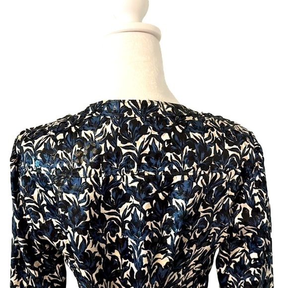 Tory Burch Caralyn Silk Blend Floral Sheen Long Sleeve Button Down Blouse Shirt - Picture 13 of 16